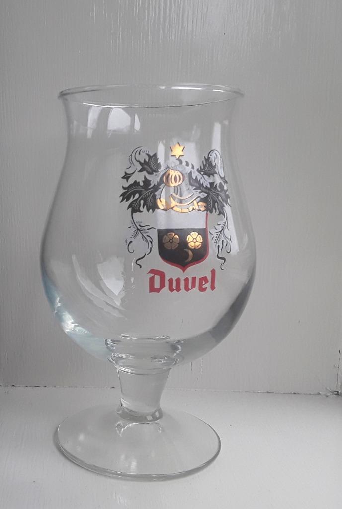 Vintage glas van duvel met wapenschild - duvelglas, Verzamelen, Biermerken, Glas of Glazen, Duvel, Ophalen of Verzenden