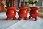 3 leuke vintage ZWEEDSE rode DALA BALS kandelaars, Ophalen of Verzenden, Gebruikt