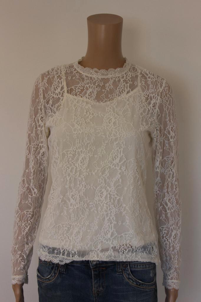 H&M roomwitte top maat S (maat 36), Kleding | Dames, Tops, Zo goed als nieuw, Maat 36 (S), Wit, Lange mouw, Ophalen of Verzenden