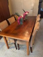 Prachtige kersenhouten eettafel met 6 stoelen, Huis en Inrichting, Ophalen, 200 cm of meer, 50 tot 100 cm, Zo goed als nieuw