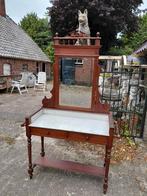 Antieke grenen wastafel, wit marmeren blad, 19e eeuw., Antiek en Kunst, Ophalen