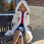 Ribkoff heerlijk warme winterjas wit pluche capuchon M, Kleding | Dames, Jassen | Winter, Maat 38/40 (M), Verzenden, Wit, Joseph Ribkoff