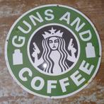 Cafe Reclamebord GUNS AND COFFEE, Verzenden