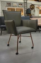 3 luxe eetkamerstoel Sanne Jess Design leer olijfgroen koper, Ophalen, Overige kleuren, Drie, Zo goed als nieuw