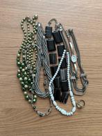 Grote vintage sieradenbundel – 6 kettingen + ring + horloge, Ophalen of Verzenden, Gebruikt, Zilver, Overige materialen