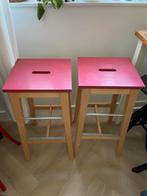 X2 barkrukken roze/rood, 2 krukken, Ophalen, Zo goed als nieuw, 60 tot 90 cm