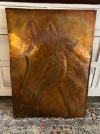 Paard paarden hoofd koper plaat, Antiek en Kunst, Ophalen