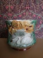 FRANSE barbotine bloempot ZWAAN Toen was geluk, Ophalen of Verzenden