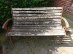 tuinbankje hout, gietijzer, Tuin en Terras, Tuinbanken, Ophalen, Gebruikt, Hout