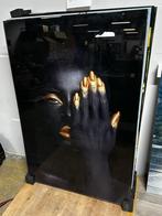 Glasschilderij 80x120cm golden girl golden hand, Ophalen of Verzenden