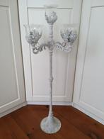 Brocante 1M hoge ijzeren kandelaar voor waxinelichtjes, Ophalen, Gebruikt, Wit, Kandelaar