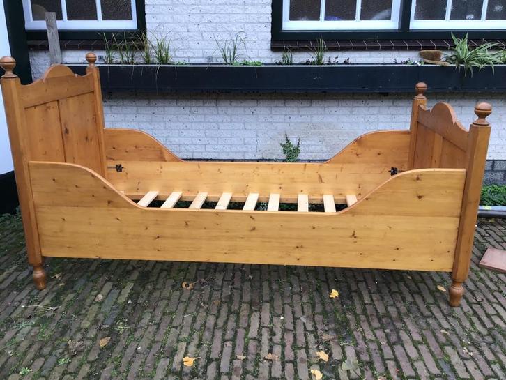 Houten Ledikant 210x95 cm met Lattenbodem, Huis en Inrichting, Slaapkamer | Bedden, Gebruikt, Eenpersoons, 90 cm, 210 cm, Hout