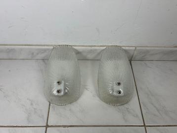 2x Vintage glazen wandlamp schelp vorm Laguna Light beschikbaar voor biedingen