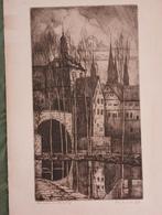 Jan van der Ven - Ets Stadsgezicht - Handgesigneerd, Ophalen of Verzenden