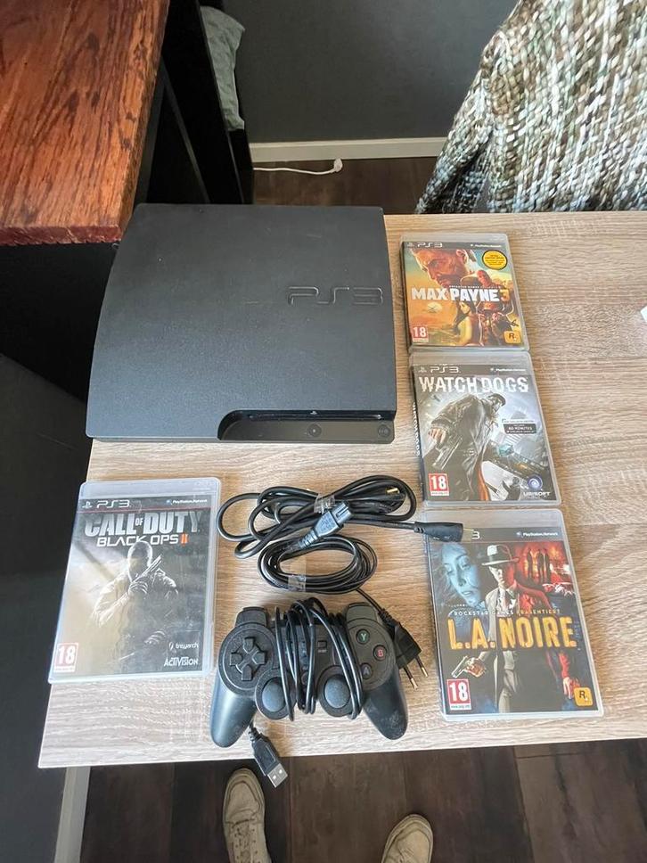Playstation 3 slim, Spelcomputers en Games, Spelcomputers | Sony PlayStation 3, Slim, Met 1 controller, Ophalen of Verzenden