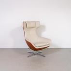 1x Leolux Caruzzo PLUS Fauteuil + Voetenbank Wit/Cognac Leer, Huis en Inrichting, Fauteuils, 75 tot 100 cm, Ophalen of Verzenden