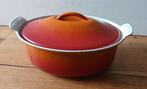 Crueset ovale gietijzeren braadpan maat 24, Ophalen of Verzenden, Gebruikt, Gietijzer, Koekenpan of Braadpan