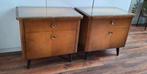 Set vintage fineer houten nachtkastjes Mid Century Jaren 60, Ophalen, Gebruikt, Minder dan 45 cm