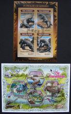 - 638 - 2 Blokken met komodo Varanen + Krokodillen., Verzenden, Gestempeld, Dier of Natuur