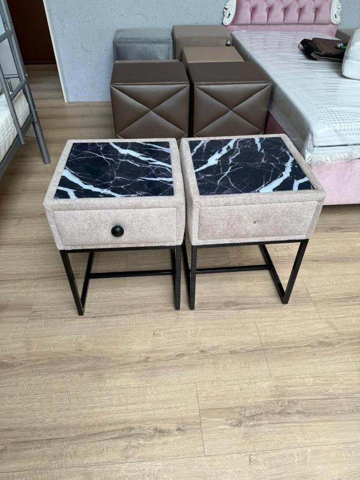 OPRUIMING |  Design Nachtkastjes met Marmerlook & Lade, Huis en Inrichting, Slaapkamer | Nachtkastjes, Nieuw, Minder dan 55 cm