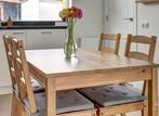 Houten Eettafel met stoelen - Zo Goed Als Nieuw, 100 tot 150 cm, Vierkant, Ophalen of Verzenden, Zo goed als nieuw