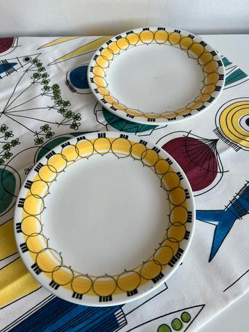 Vintage 2 Rörstrand Picknick Bordjes Gele Ui M. Westman 50’s beschikbaar voor biedingen
