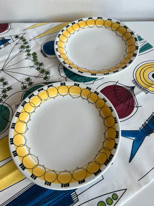 Vintage 2 Rörstrand Picknick Bordjes Gele Ui M. Westman 50’s, Antiek en Kunst, Antiek | Servies los, Ophalen of Verzenden