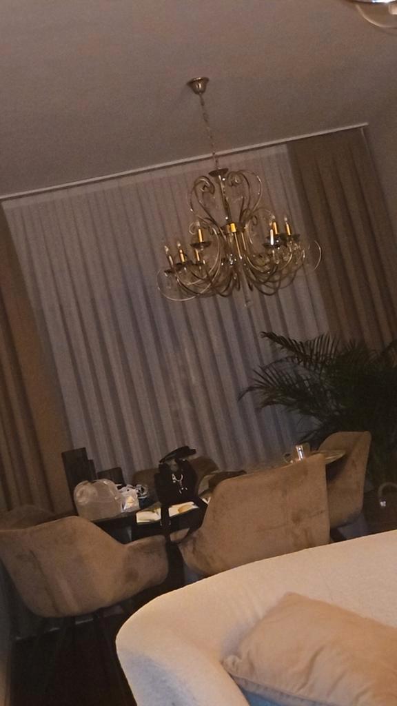 Elegante Kroonluchter, Huis en Inrichting, Lampen | Kroonluchters, Gebruikt, Glas, Metaal, Ophalen