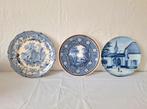 Drie decoratieve blauw-witte borden, Ophalen of Verzenden