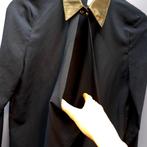 Nikkie blauwe blouse met zwart pu-leren kraag mt 34 nr 37252, Blauw, ., Nikkie, Ophalen of Verzenden