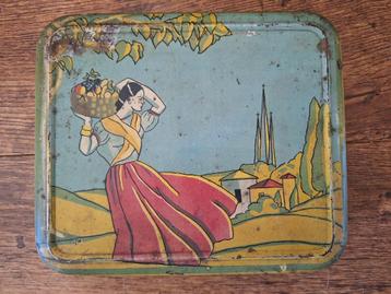 antieke koekblik koekjesblik Frans beschikbaar voor biedingen