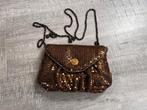 Party tasje tas brons glitter goud paillet avondtasje 20x12, Ophalen of Verzenden, Gebruikt, Overige kleuren, Avondtasje