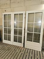 Hardhouten tuindeuren met dubbel glas en hang- en sluitwerk, Gebruikt, 80 tot 100 cm, Ophalen of Verzenden, 200 tot 215 cm