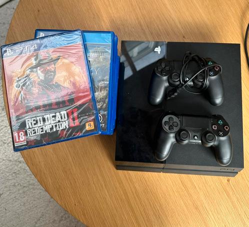 Playstation 4 met 2 controllers en 16 spellen, Spelcomputers en Games, Spelcomputers | Sony PlayStation 4, Gebruikt, Original