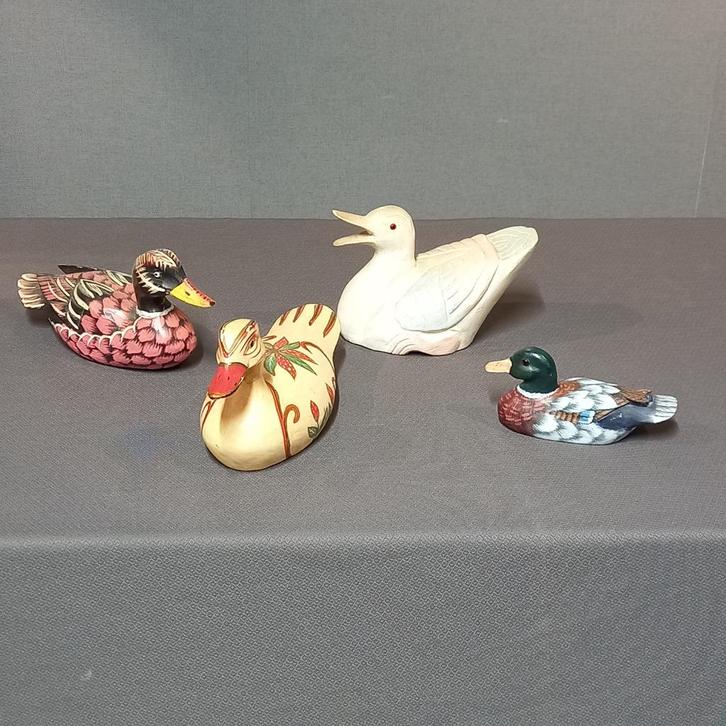 Set van 4 kleurrijke antieke lokeenden, Verzamelen, Overige Verzamelen, Ophalen of Verzenden