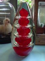 Enorm groot glasobject vorm ei met rode ringen- paperweight, Ophalen of Verzenden