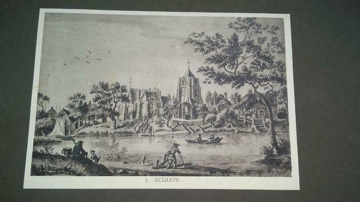 01  het Dorp Acquoy Lichtdruk 1922, Antiek en Kunst, Kunst | Litho's en Zeefdrukken, Ophalen of Verzenden