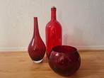 Rode vazen, waxinelichtje o.a., Huis en Inrichting, Woonaccessoires | Vazen, Ophalen, Minder dan 50 cm, Rood, Glas