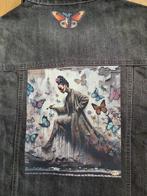 Frida Kahlo dames spijkerjasje, jeansjasje, denim, upcycled, Ophalen of Verzenden, Zo goed als nieuw, Maat 38/40 (M), Grijs