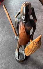 Houten beeldje 21 cm. Afrika Massei warrior houtsnijwerk, Antiek en Kunst, Kunst | Niet-Westerse kunst, Ophalen of Verzenden