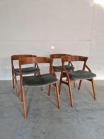 4 mid century vintage dyrlund deense teak eetkamer stoelen, Ophalen, Bruin, Onbekend, Dyrlund
