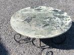 Natuursteen rond blad op smeedijzeren  onderstel., Huis en Inrichting, Tafels | Eettafels, Ophalen, Overige materialen, Gebruikt
