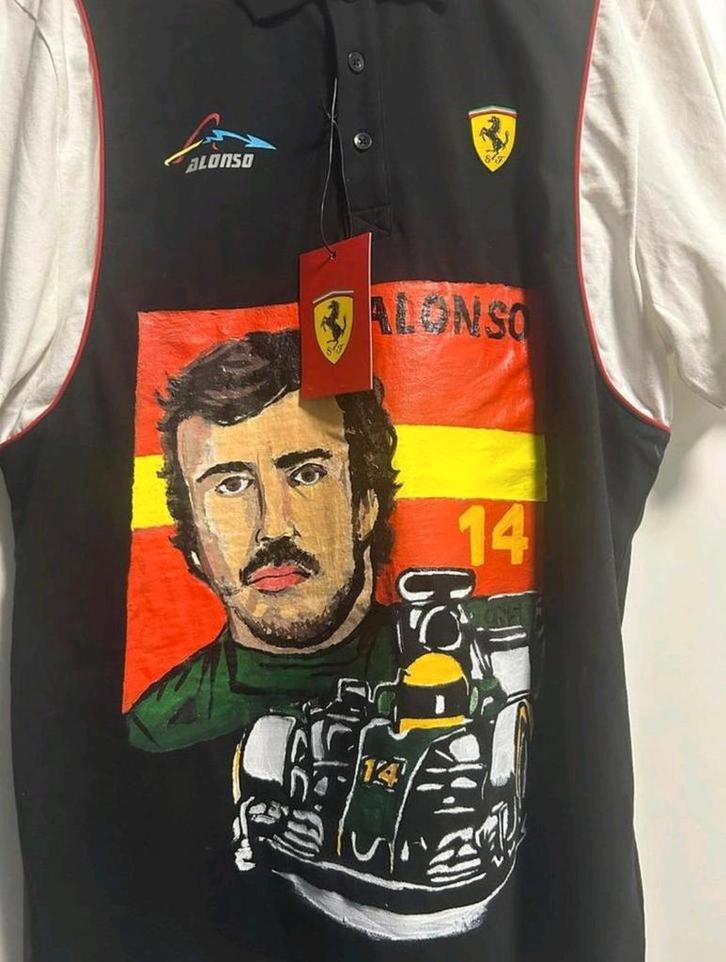 Fernando Alonso Ferrari Art Polo shirt, Verzamelen, Automerken, Motoren en Formule 1, Nieuw, Formule 1, Verzenden