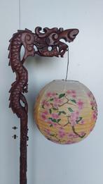 Antieke houten staande drakenlamp, Ophalen, Gebruikt, Hout, 150 tot 200 cm