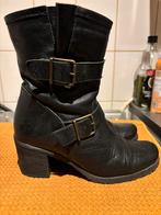 Zwarte leren dameslaarzen maat 39, Ophalen of Verzenden, Zo goed als nieuw, Zwart, Lage of Enkellaarzen