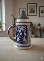 Vintage Duitse Bierpul Steengoed Tinnen Deksel, Ophalen of Verzenden