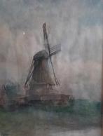 Molen. Aquarel, gemengde techniek, gesigneerd S. van Welie., Antiek en Kunst, Kunst | Schilderijen | Klassiek, Ophalen