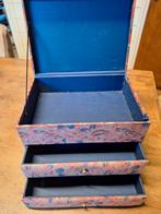 Franse brocante stof beklede juwelenkistje, Ophalen of Verzenden