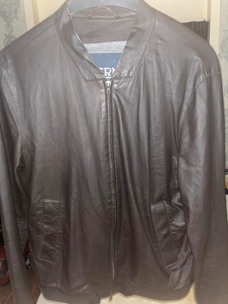 Herno leren jasje - Maat M - Zo goed als nieuw, Kleding | Heren, Jassen | Winter, Zo goed als nieuw, Maat 48/50 (M), Bruin, Ophalen of Verzenden