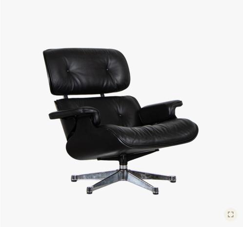 Eames lounge chair zwart Vitra, Huis en Inrichting, Fauteuils, Gebruikt, Hout, Leer, Metaal, 75 tot 100 cm, 75 tot 100 cm, Ophalen